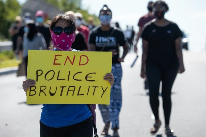 Manifestation contre les violences policière après la mort de George Floyd, le 13 juin 2020 à Bridgewater, dans le New Jersey