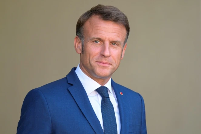 Emmanuel Macron accueille le Premier ministre irlandais Simon Harris le 28 août 2024 à l'Elysée