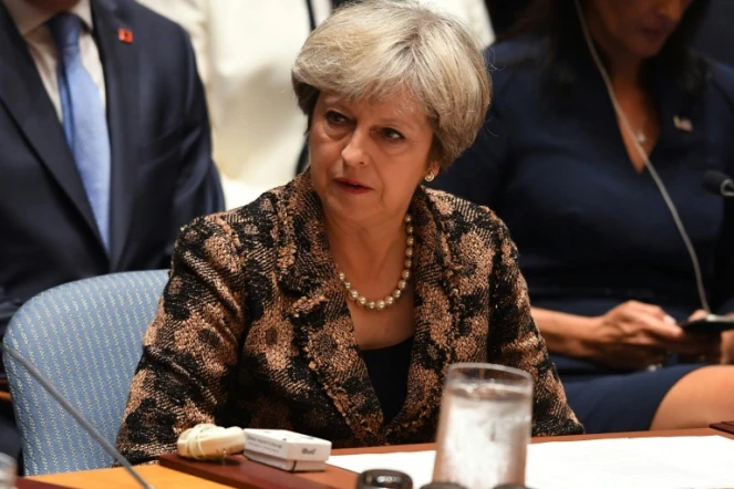 La Première ministre britannique Theresa May, le 20 septembre 2017 aux Nations unies à New York  