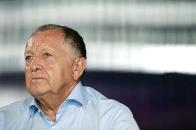 Le président de Lyon Jean-Michel Aulas en conférence de presse, le 8 août 2015 à Lyon