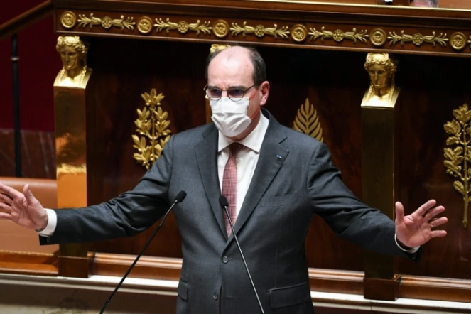 Le Premier ministre français Jean Castex lors de son discours devant l'Assemblée nationale le 1er mars 2022