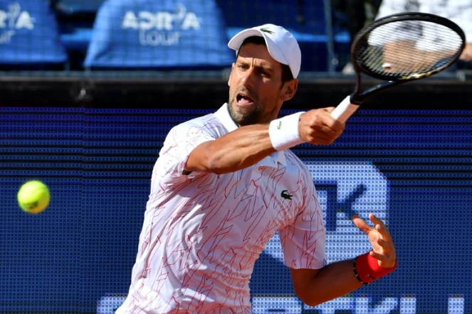 Le Serbe Novak Djokovic lors d'un tournoi caritatif à Belgrade, le 14 juin 2020