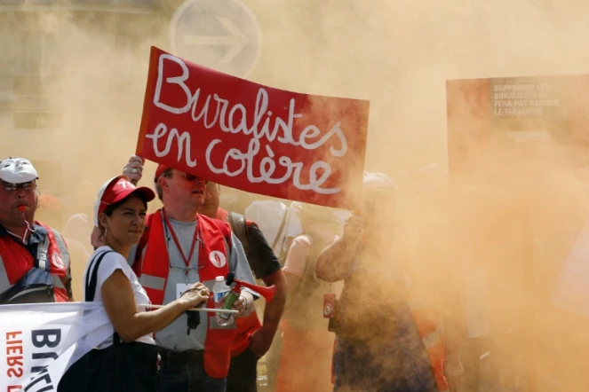 Manifestation de buralistes contre le paquet de cigarettes neutre, le 22 juillet 2015 à Paris