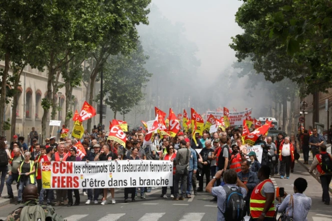 Manifestation de cheminots contre la réforme de la SNCF, le 4 juin 2019 à Paris