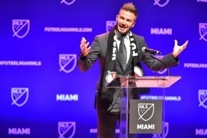 La superstar David Beckham s'exprime devant les reporters au sujet du prochain lancement de sa franchise MLS à Miami, le 29 janvier 2018 