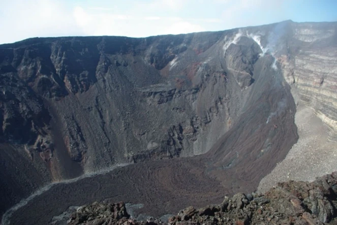 Vue du cratère Dolomieu ce lundi 11 janvier à 9h. Peu d'activité visible
(Image de l'observatoire volcanologique du Piton de la Fournaise)