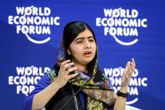 La prix Nobel de la paix Malala Yousafzai -- ici au Forum économique mondial à Davos en janvier 2018-- est de retour au Pakistan, son pays natal, pour la première fois depuis 2012, date à laquelle elle avait été blessée par balle à la tête par un taliban