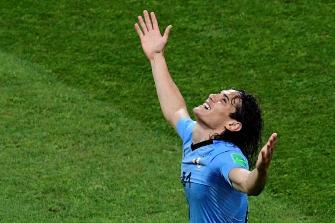 L'attaquant uruguayen Edinson Cavani auteur d'un doublé face aux Portugais en 8es de finale du Mondial, à Sotchi, le 30 juin 2018