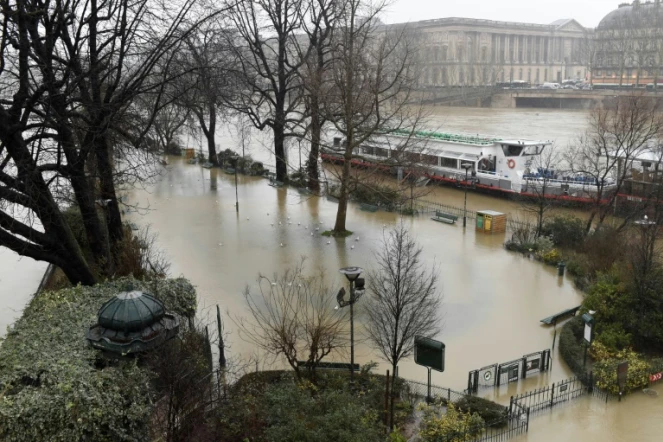 Les bords de la Seine inondés le 22 janvier 2018 à Paris