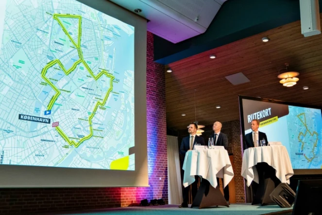 Le tracé de l'étape du Tour de France à Copenhague, reporté de 2021 à 2022, présenté le 4 février 2020 à Vejle (Danemark)