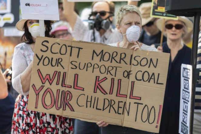 Manifestation contre le Premier ministre australien Scott Morrison, le 19 décembre 2019 à Sydney