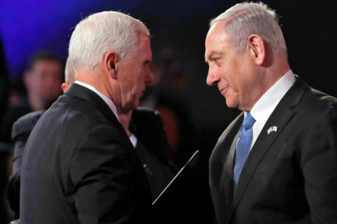 Le vice-président américain Mike Pence et le Premier ministre israélien Benjamin Netanyahu, à Jérusalem, le 23 janvier 2020