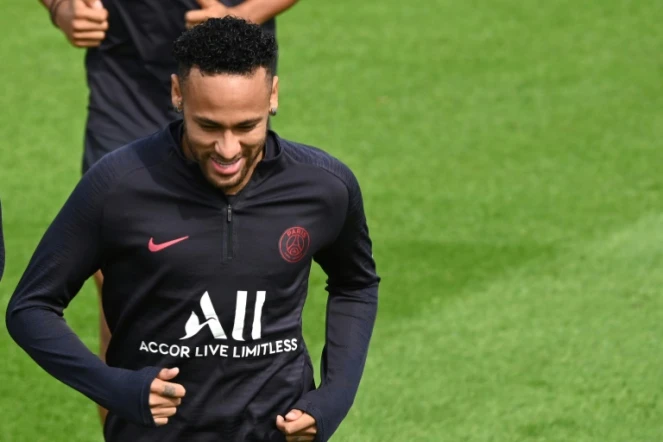 L'attaquant du PSG Neymar lors d'une séance d'entraînement, le 10 août 2019 à Saint-Germain-en-Laye