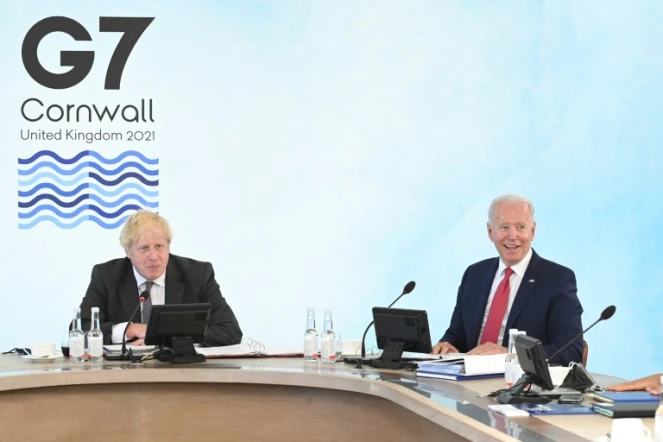 Le Premier ministre britannique Boris Johnson et le président américain Joe Biden au sommet du G7 à Carbis Bay, le 12 juin 2021