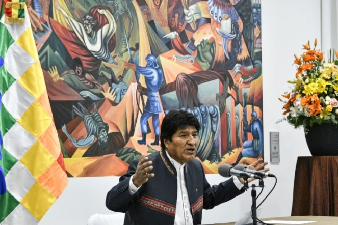 Le président bolivien Evo Morales en conférence de presse à La Paz, le 24 octobre 2019