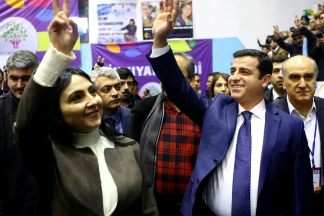 Les deux coprésidents du HDP, principal parti prokurde de Turquie, Figen Yüksekdag et Selahattin Demirtas, à Ankara le 24 janvier 2016