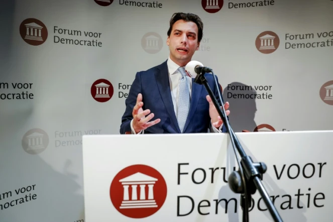Thierry Baudet, fondateur et dirigeant du Forum pour la démocratie (FvD), premier parti au Sénat au Pays-Bas, au cours d'une conférence de presse à Zeist, le 21 mars 2019.