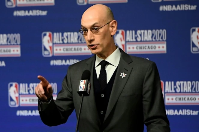 Le commissaire de la NBA Adam Silver en conférence de presse à Chicago (Etats-Unis) le 15 février 2020