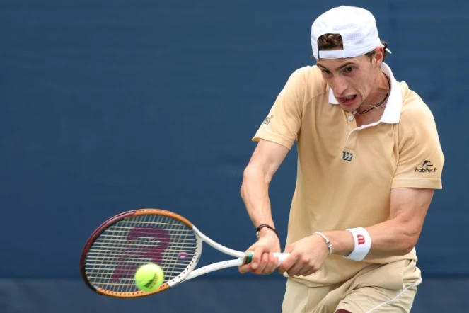 Ugo Humbert lors de son premier tour de l'US Open contre l'Allemand Peter Gojowczyk le 30 août 2021 à New York