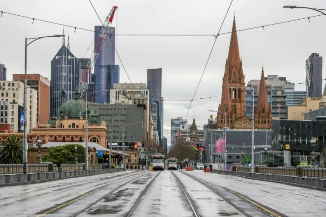 Les rues de Melbourne sont désertes le 16 juillet 2021 au matin d'un cinquième confinement