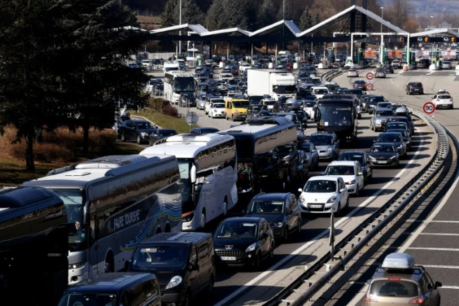 Embouteillage sur l'autoroute A43 entre Chambéry et Albertville, le 18 février 2017