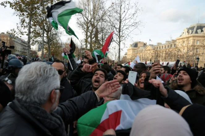 Manifestation contre la reconnaissance de Jérusalem comme capitale d'Israël par les Etats-Unis et la venue du Premier ministre israélien Benyamin Netanyahu, le 9 décembre 2017 à Paris