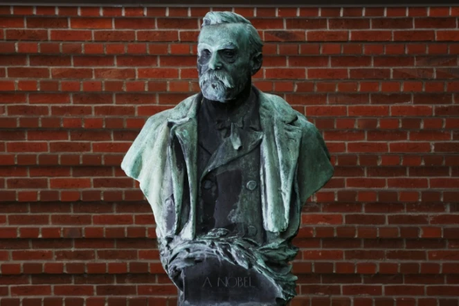 La statue d'Alfred Nobel le 3 octobre 2011 à l'institut Krolinska à Stockholm