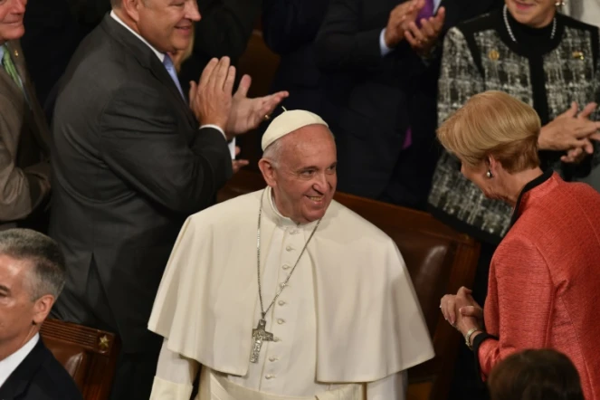 Le pape François arrive au Congrès américain, le 24 septembre 2015 à Washington