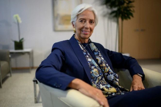 La patronne sortante du FMI Christine Lagarde lors d'un entretien avec l'AFP le 19 septembre 2019