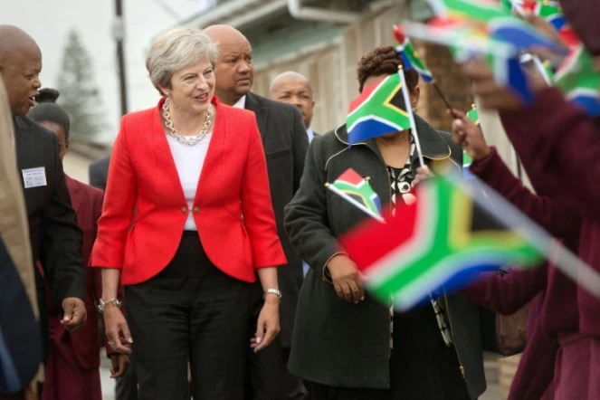 La Première ministre britannique Theresa May, en visite au Cap, en Afrique du Sud, le 28 août 2018