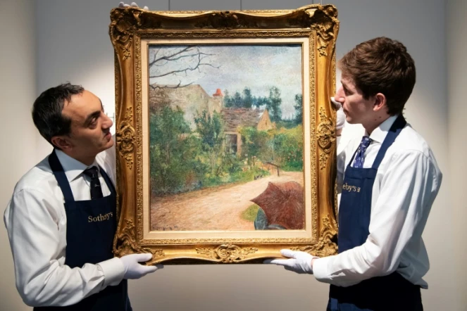 "Le Jardin de Pissarro", une toile méconnue de Paul Gauguin photographiée le 14 février 2019 à Paris, sera cédée aux enchères à Paris le 29 mars