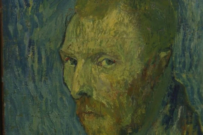 Sur le tableau, appelé "Self Portrait (1889)", Van Gogh s'est représenté de trois-quarts, la tête inclinée vers le bas, le regard vide, une expression de tristesse sur son visage fermé, le tout dans des teintes sourdes