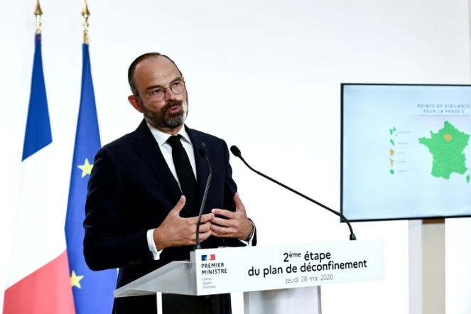 Le Prempier ministre Edouard Philippe lors d'une allocution sur le déconfinement, le 28 mai 2020 à Matignon, à Paris
