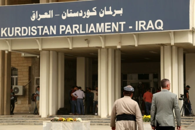 L'entrée du Parlement du Kurdistan irakien, à Erbil, le 29 octobre 2017