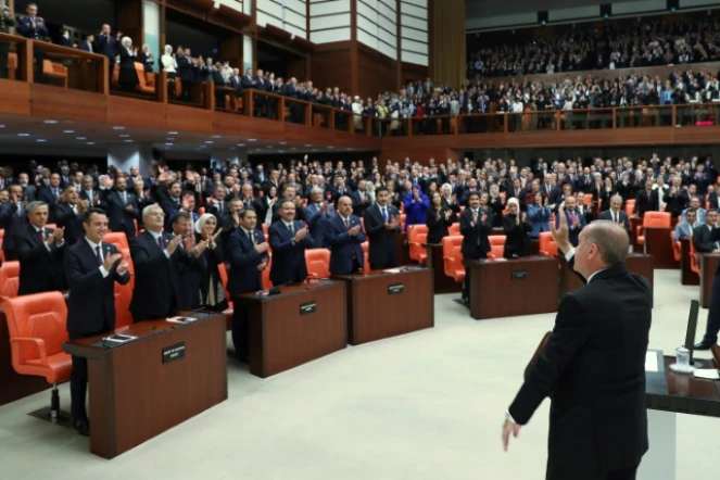 Le président turc Recep Tayyip Erdogan prête serment au Parlement à Ankara, le 9 juillet 2018. Photo fournie par la présidence turque.