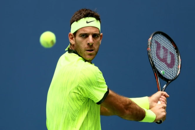 L'Argentin Juan Martin del Potro face à l'Autrichien Dominic Thiem en 8e de finale de l'US Open, le 5 septembre 2016  