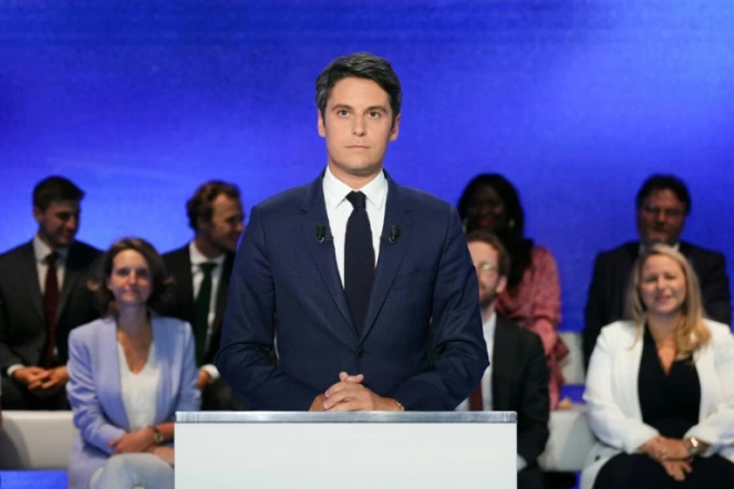 Le Premier ministre Gabriel Attal avant le débat télévisé sur TF1 à Boulogne-Billancourt, le 25 juin 2024