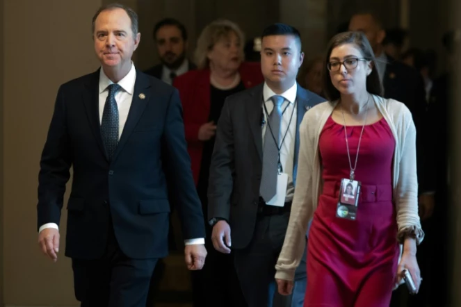 Adam Schiff arrive au Sénat, le 22 janvier 2020 à Washington, pour porter l'accusation au procès en destitution de Donald Trump