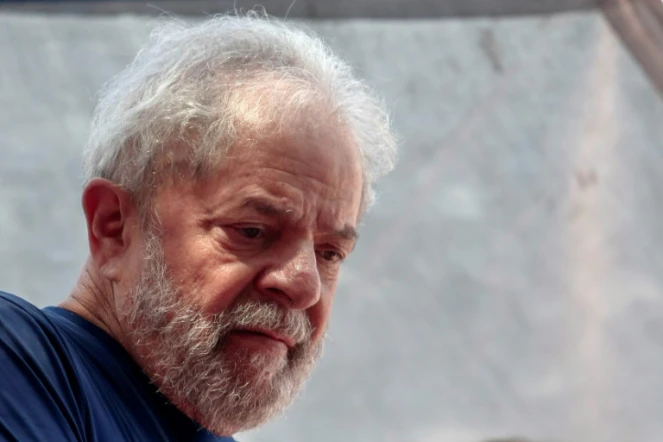 L'ex-président brésilien  (2003-2011) Luiz Inacio Lula da Silva à Sao Bernardo do Campo le 7 avril 2018. 