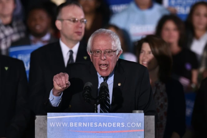 Le candidat à l'investiture démocrate Bernie Sanders lors d'un meeting à Concord, dans le New Hampshire, le 9 février 2016
