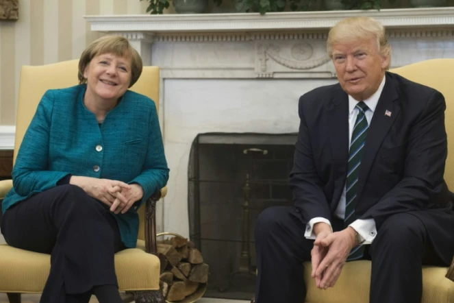 Angela Merkel et Donald Trump le 17 mars 2017 dans le Bureau ovale de la Maison Blanche à Washington