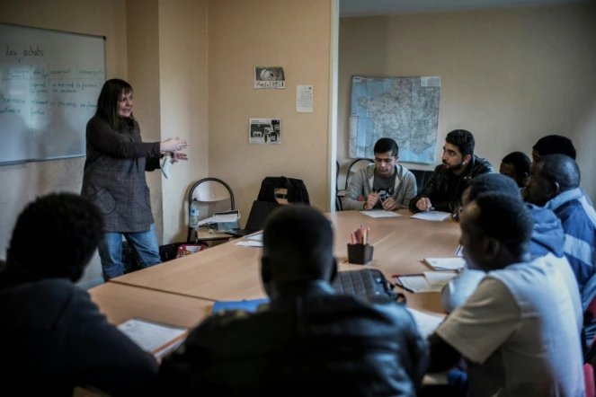 Un cours de français pour les migrants à Pouilly-en-Auxois, en France, le 12 février 2017