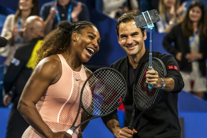 Federer l'emporte sur Williams dans un double mixte lors de la Hopman Cup à Perth le 31 décembre 2018