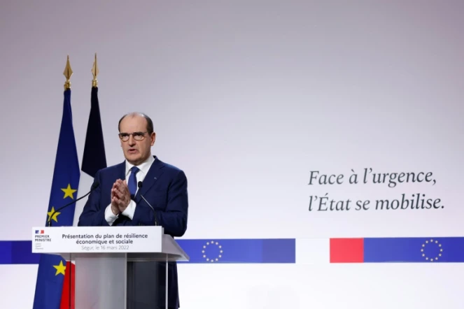 Le Premier ministre Jean Castex lors de la présentation du "plan de résilience", le 16 mars 2022 à Paris