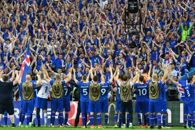 Les joueurs islandais après leur victoire face à l'Autriche lors de l'Euro-2016