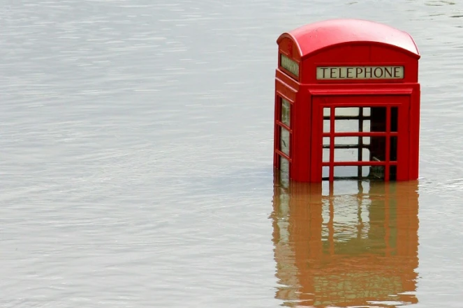 Vue d'inondations à Sheffield, au Royaume-Uni, le 26 juin 2007 