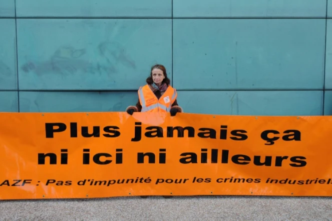 Une manifestante à Toulouse, le 24 janvier 2017, le jour de l'ouverture d'un nouveau procès AZF à Paris