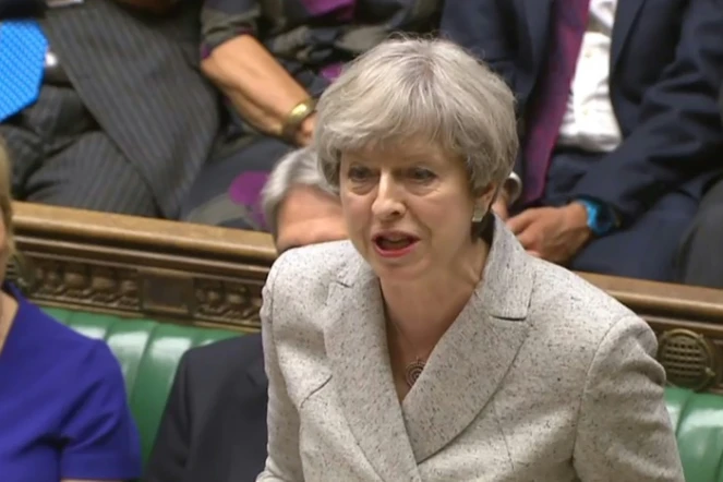Image tirée de la chaîne parlementaire britannique  montrant la Première ministre Theresa May, le 13 mai 2017 à Londres