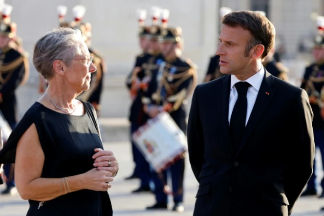 Le président Emmanuel Macron et la Première ministre Elisabeth Borne, le 14 juillet 2023 à Paris