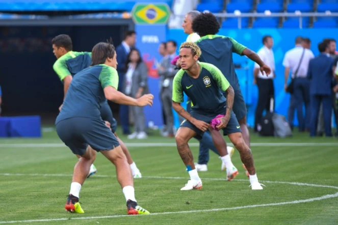 La star du Brésil Neymar Jr à l'entraînement à la Rostov Arena, le 16 juin 2018, à la veille d'y rencontrer la Suisse  